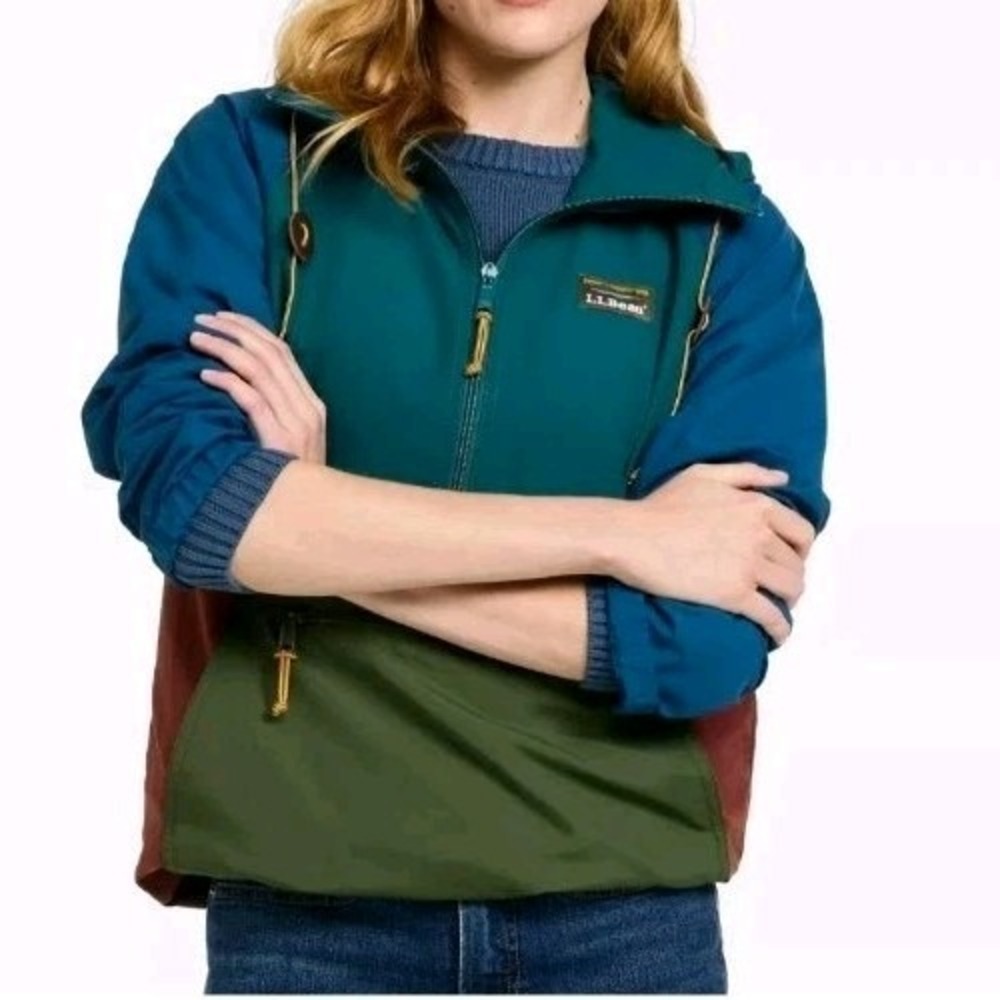 LL Bean Womans Mountain Classic Anorak 1/2 Zip Pullover Jacket Large Lightweight